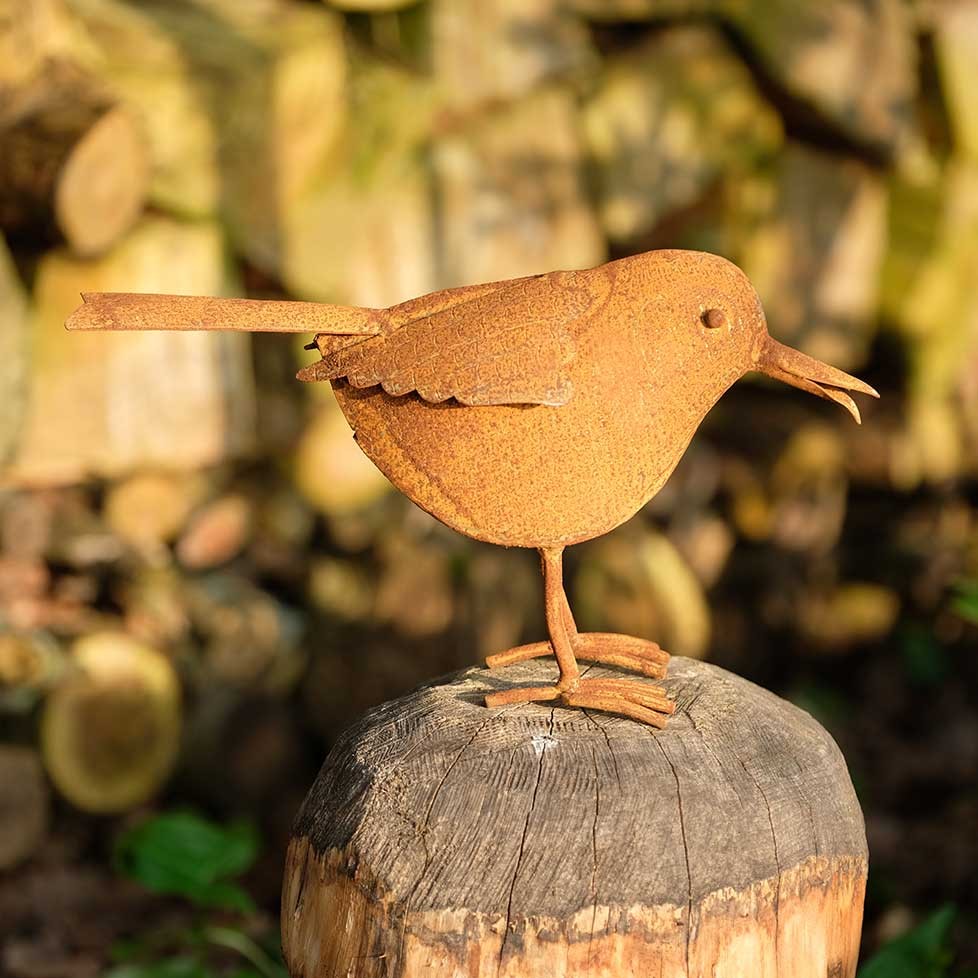 Oiseau décoratif sur tige en métal rouillé - 165 cm, vente au meilleur prix