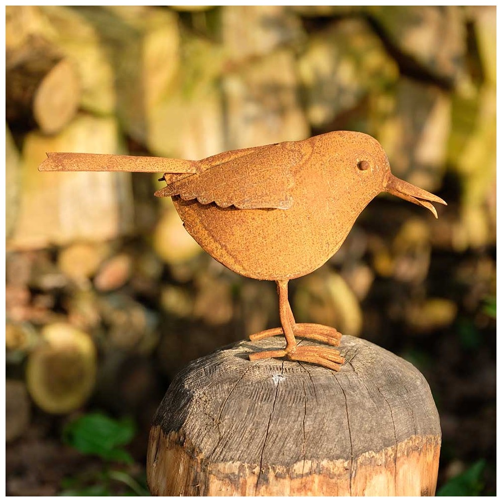 Oiseau en fer rouillé, à poser, H 45 cm